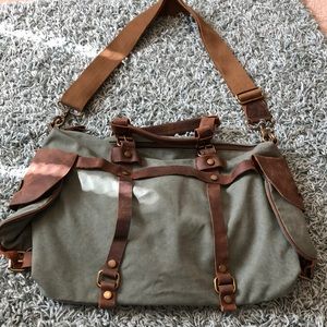 Vintage Green and Leather Bag
